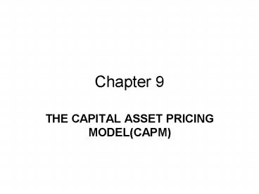 THE CAPITAL ASSET PRICING MODEL(CAPM)