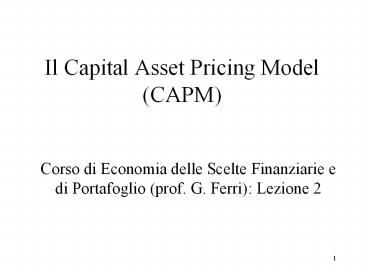 Il Capital Asset Pricing Model (CAPM)
