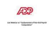Live Webinar on “Fundamentals of Year-End Payroll Computation”