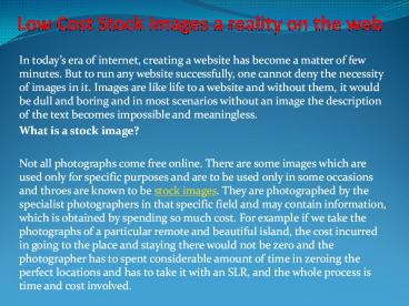 Low Cost Stock Images a reality on the web