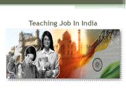 Teaching job in India