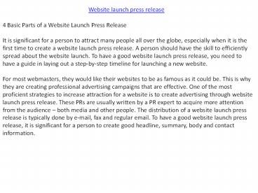 Website launch press release