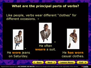 What are the principal parts of verbs?