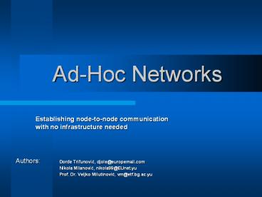 Ad-Hoc Networks