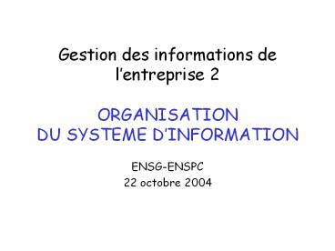 Gestion des informations de l