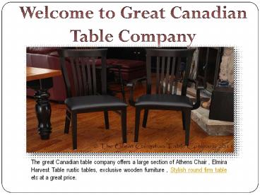 Welcome to Great Canadian Table Company