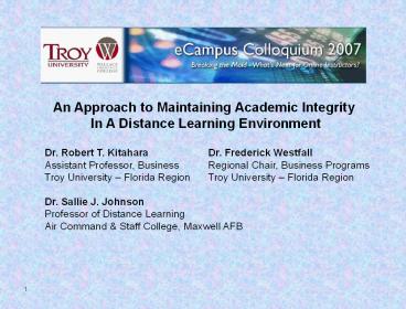 An Approach to Maintaining Academic Integrity