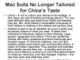 Mao Suits No Longer Tailored for China’s Taste PowerPoint PPT Presentation