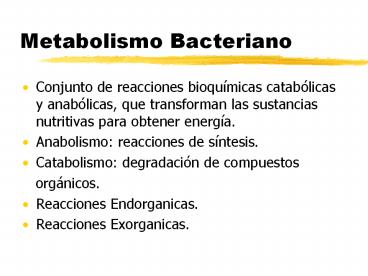 Metabolismo Bacteriano