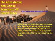 The Adventurous And Unique Experience Of Dubai Desert