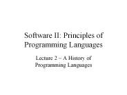 Software II: Principles of Programming Languages