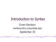 Introduction to Syntax