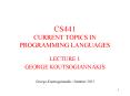 CS441 CURRENT TOPICS IN PROGRAMMING LANGUAGES PowerPoint PPT Presentation