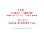 CS441 CURRENT TOPICS IN PROGRAMMING LANGUAGES