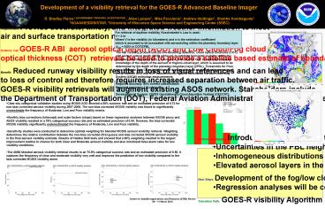 Development of a visibility retrieval for the GOES-R Advanced Baseline Imager