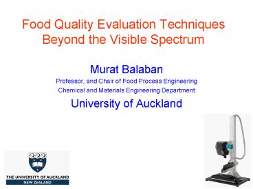 Food Quality Evaluation Techniques Beyond the Visible Spectrum