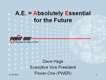 A.E. = Absolutely Essential for the Future