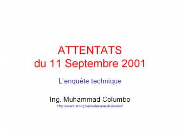 ATTENTATS du 11 Septembre 2001
