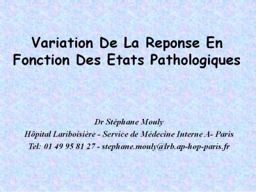 Variation De La Reponse En Fonction Des Etats Pathologiques