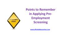 Points to Remember in Applying Pre-Employment Screening
