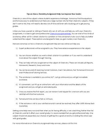 Tips on How a Chemistry Assignment Help Can Improve Your Grades ...