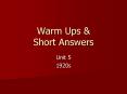 Warm Ups PowerPoint PPT Presentation