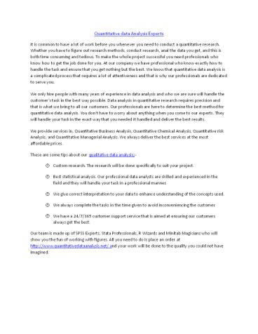 Quantitative data Analysis Experts