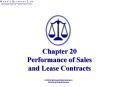 Chapter 20  Performance of Sales and Lease Contracts PowerPoint PPT Presentation
