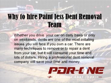 Paintless dent removal Riverside CA