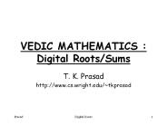 VEDIC MATHEMATICS : Digital Roots/Sums