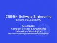 CSE584: Software Engineering Lecture 6: Evolution (A) PowerPoint PPT Presentation