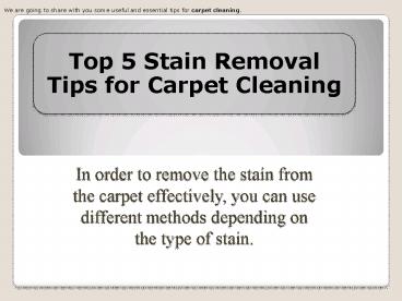 Top 5 Stain Removal Tips For Carpet Cleaning