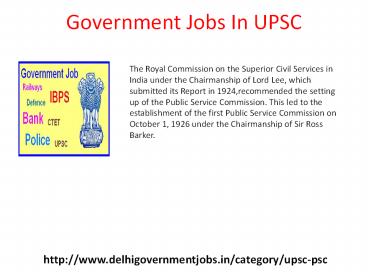 Government jobs in UPSC