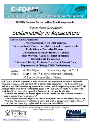 C-FOAM Seminar Series on Best Practices presents: