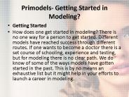 Primodels-Getting Started in Modeling