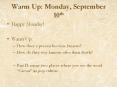 Warm Up: Monday, September 10th PowerPoint PPT Presentation