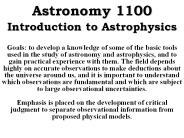 Astronomy 1100 Introduction to Astrophysics