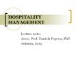 HOSPITALITY MANAGEMENT PowerPoint PPT Presentation