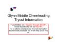 Glynn Middle Cheerleading Tryout Information PowerPoint PPT Presentation