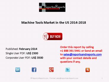 Machine Tools Market in the US 2014-2018 Market Analysis