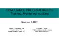 COMPLIANCE PROGRAM BASICS: Training, Monitoring, Auditing PowerPoint PPT Presentation