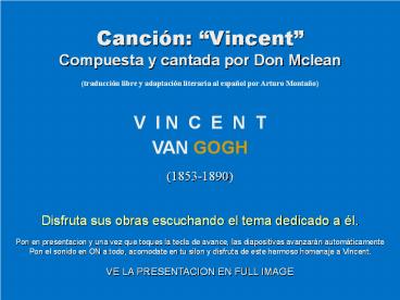 NOCHE ESTRELLADA - STARRY NIGHT- de VINCENT VAN GOGH 