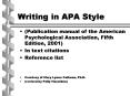 Writing in APA Style PowerPoint PPT Presentation