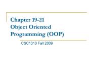 Chapter 19-21 Object Oriented Programming (OOP)