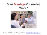 Does Marriage Counseling Work?