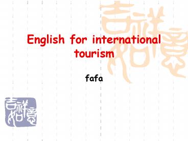 English for international tourism