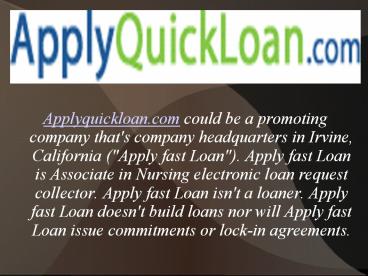 Apply Quick Loan