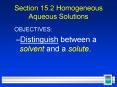 Section 15.2 Homogeneous Aqueous Solutions PowerPoint PPT Presentation