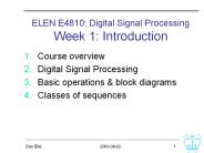 ELEN E4810: Digital Signal Processing Week 1: Introduction