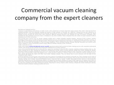 Commercial vacuum cleaning company from the expert cleaners